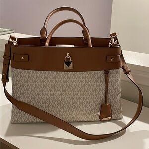 Michael Kors Brown and Beige Tote Bag